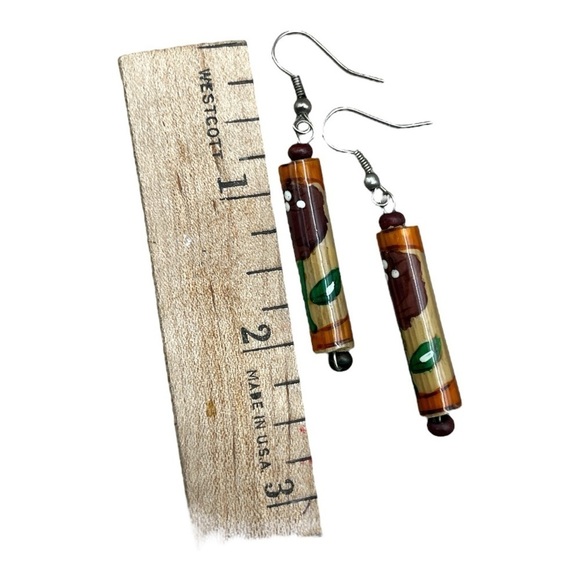 NWT WOMEN'S HANDMADE RECYCLED PAPER BEAD EARRINGS - Picture 3 of 6